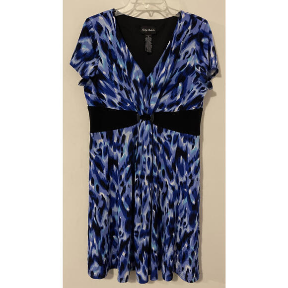 Kathy Dresses & Skirts - Kathy Roberts Womens Size 14 Blue Short-Sleeved Vneck Knee-Length Dress! A2083
